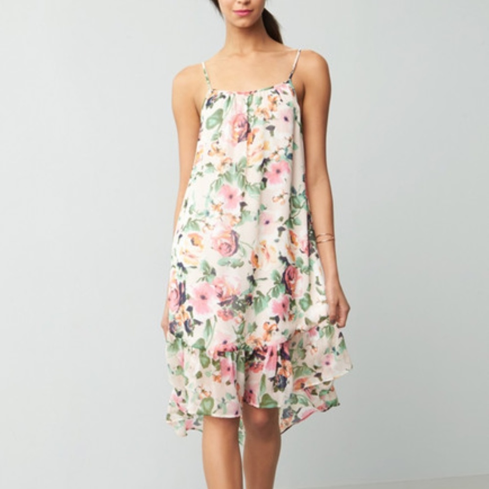 Charles Henry Chiffon Midi Dress PINK FLORAL